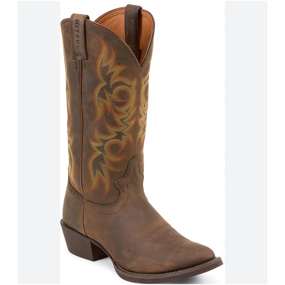 Justin Western Boots Brown Stampede Sorrel Apache‎ Oiled Leather 2551 11EE